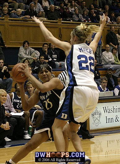 Brittany Mitch guards Penn State's Kamela Gissendanner (2 of 4)