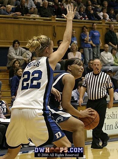 Brittany Mitch guards Penn State's Kamela Gissendanner (3 of 4)