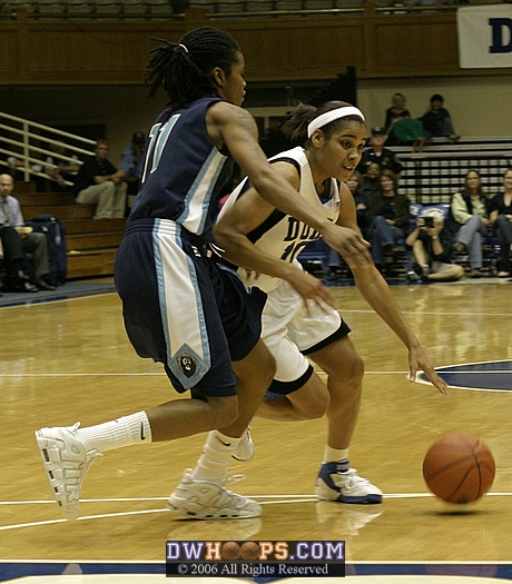 Lindsey Harding attempts to drive around Old Dominion's Shahida Williams