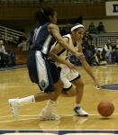 Lindsey Harding attempts to drive around Old Dominion's Shahida Williams