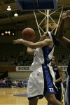 Lindsey Harding attempts a right handed layup after driving the baseline