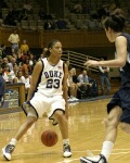 Wanisha Smith with a behind-the-back dribble