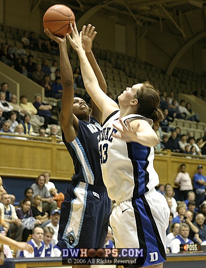 Alison Bales attempts to block an ODU shot