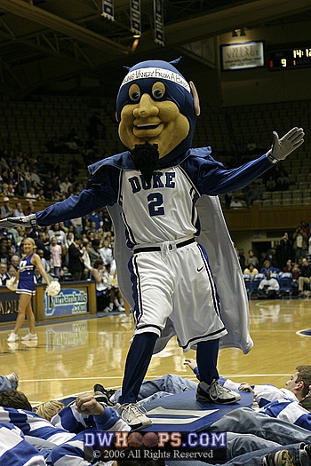 The Duke Blue Devil and the Pep Band perform "Wipe Out"