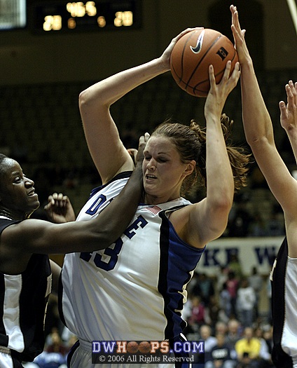 Alison Bales takes a hit - though a foul wasn't called until the next blow!