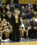 Vanderbilt Coach Melanie Balcomb is unhappy with the officiating.  Earlier, a Commodore intentional foul coupled with a bench technical gave Duke an 8 point possession.