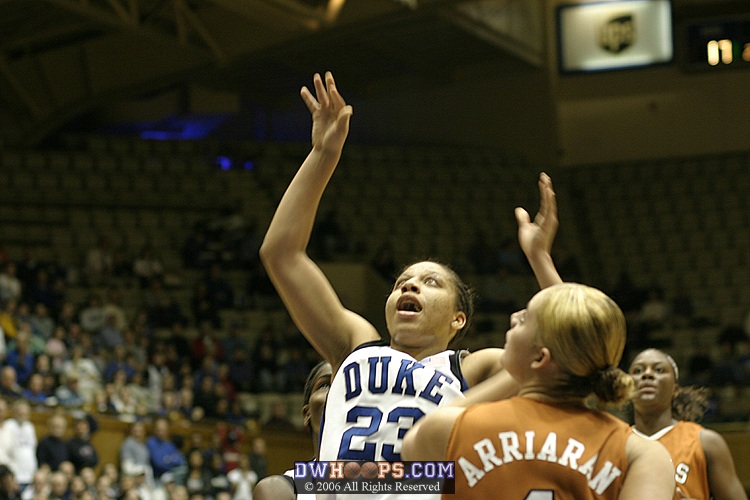 Wanisha Smith watches her jumper fall, giving Duke a 19-15 lead