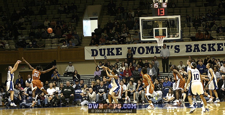 This Emily Waner three point shot extended Duke's lead to 22 (assist from Abby)