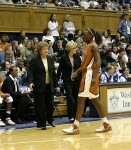 Texas Head Coach Jody Conradt, as Tiffany Jackson returns to the bench