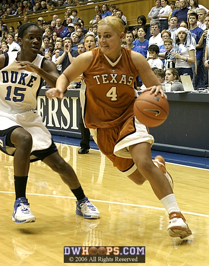 Erika Arriaran (4)drives around Bridgette Mitchell